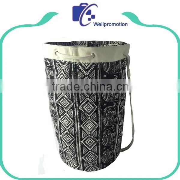 Ethnic Style 12oz Canvas Drawstring Round Backpack photo-2