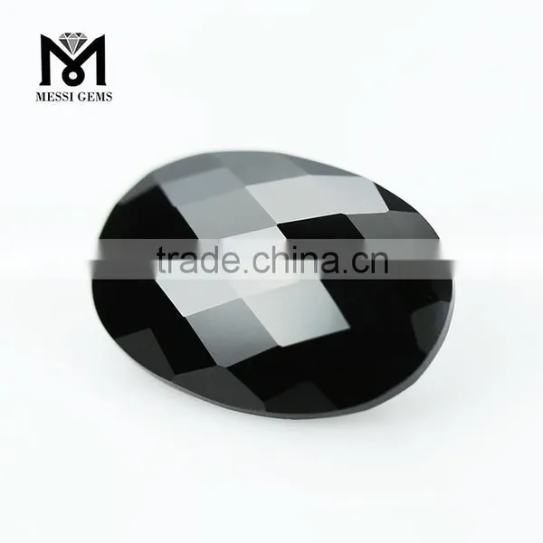 Synthetic 10x14MM Oval Loose Cheap Faceted Black Spinel Gemstone photo-2