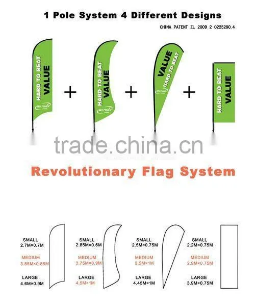 Combination Flag Pole System/One Pole System for Four Flag Shapes