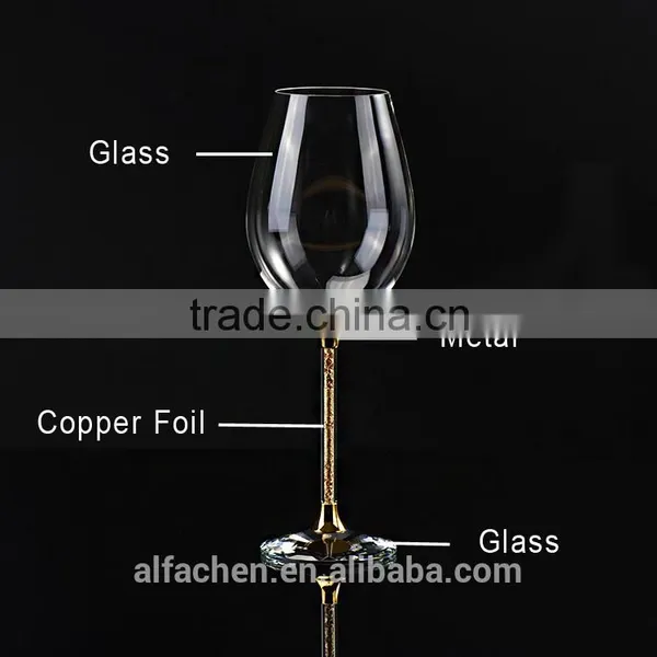 465ml Set of 2 Luxury Golden Stemmed Water Cup Red Wine Glass photo-3