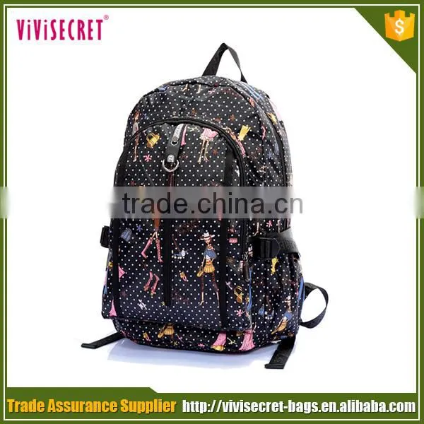 Manufacturer Promotional Cheap Nylon Fabric Dot Printing School Girls Backbag photo-2
