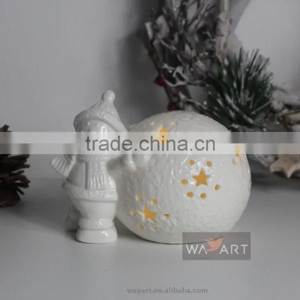 Electric Ceramic Snowman and Snowball Christmas Decoration photo-2
