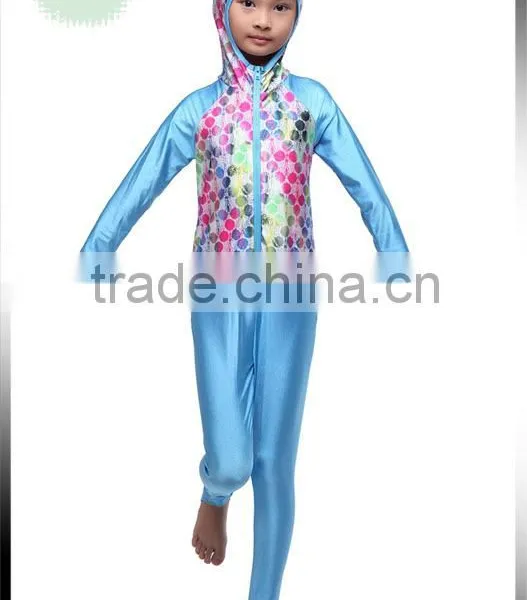 Baby Kids Girls Muslim Arab Modest Swimwear Full Covered Patchwork Swimsuit Islamic Beachwear photo-5