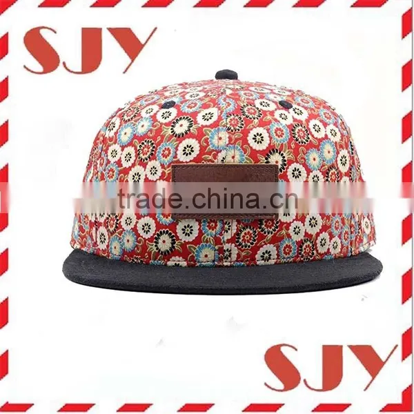Hawaii Floral Print Hip Hop Flat Bill Baseball Caps photo-5