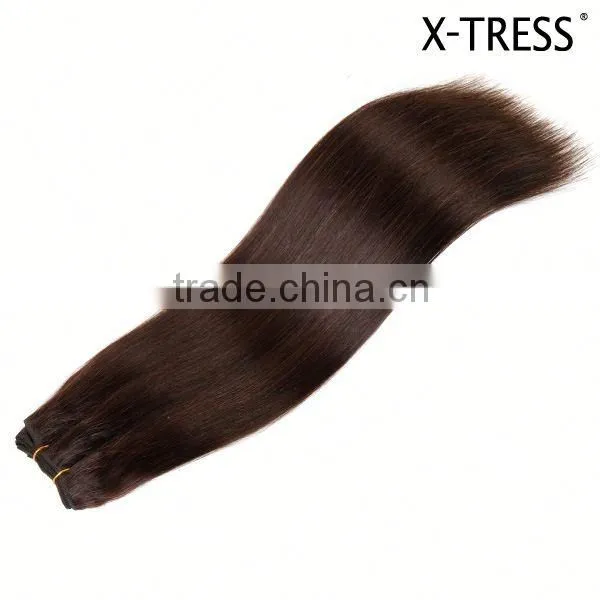 18inch 2# Newest Natural Black Silk Straight Indian Human Hair Double Layer Machine Made Weft Weaving photo-2