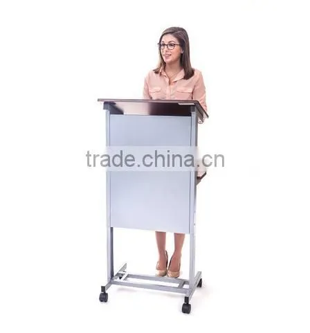 Floor Standing Pulpit, Slanted Top, Steel with Wood Base