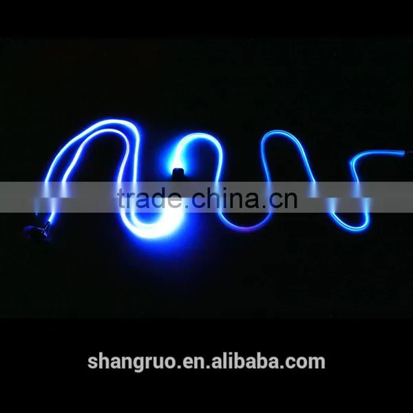 Fashion ,cheapest MFI Colourful Led Lighting Earphone Wired Sport Headphones photo-3