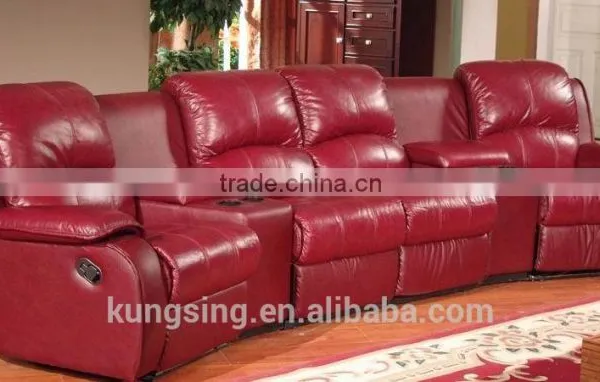 Lazy Boy Red Leather Home Theater Recliner Sofa