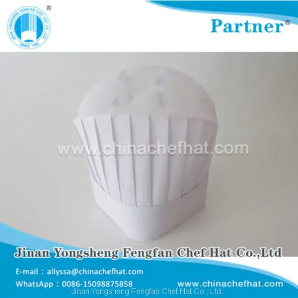 80g Special White Non Woven Round Top Cook Cap Disposable Chef Hat photo-3