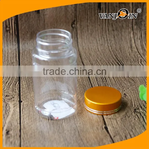 Clear 100ml PET Plastic Medicine Bottle With Golden Screw Lid photo-2
