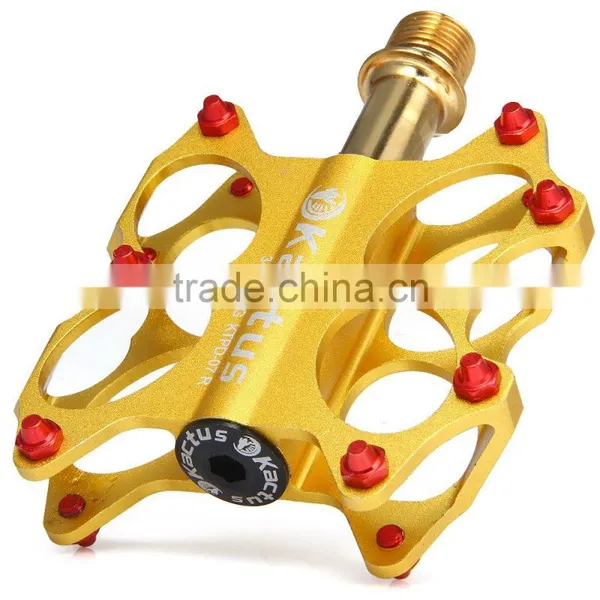 2pcs Kactus KTPD - 07 Bike MTB Cycling Pedals Gold-plating Titanium Spindle Footrest Flat CNC 3 Bearings Ultralight Pedals photo-6