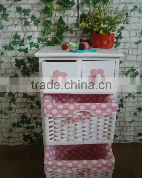 Bedside Cabinet Europe Style White Laundry Cabinet With Pink Drawers Cute Wooden White Wicker Cabinet photo-3