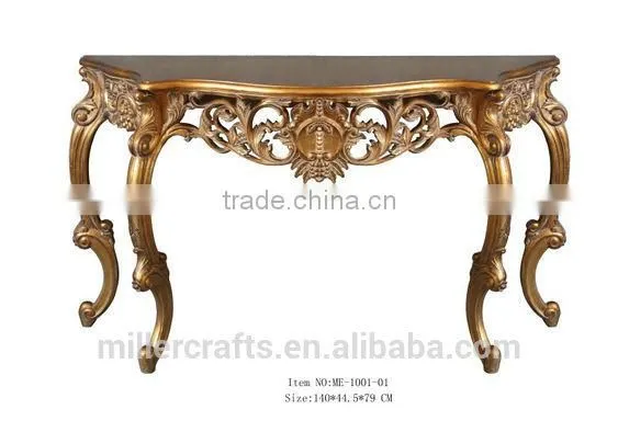 Rococo Style Furniture Living Room Antique Gold Console Table photo-5