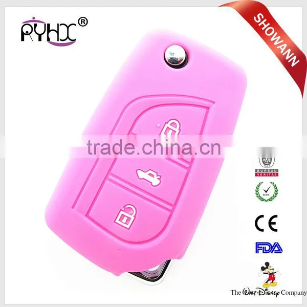 3 Buttons Folding Car Key Case Silicone Flip Car Key Cover for Toyota Corolla Crown RAV4 photo-2