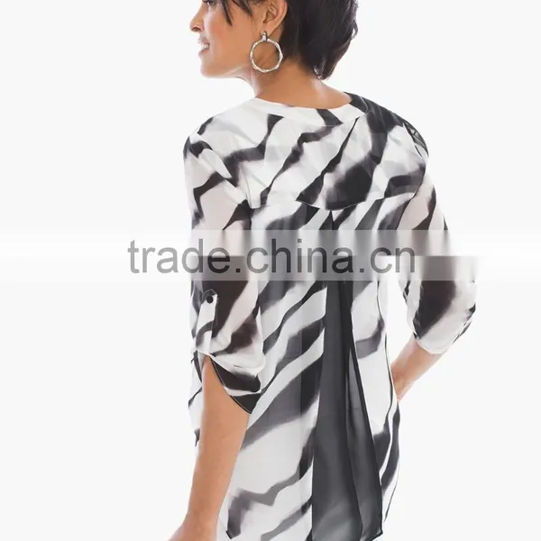 Women's Semi-Sheer Floral Blouse photo-3