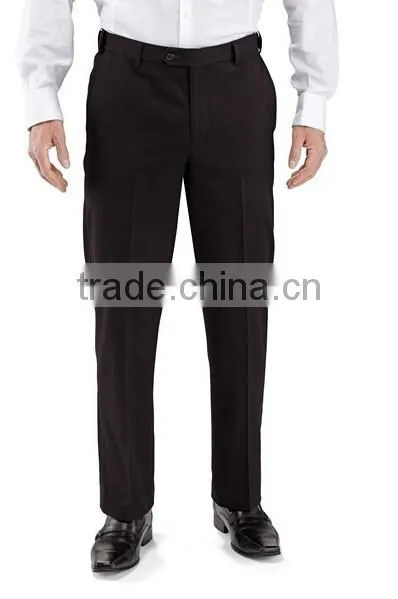 Men's Cotton Plain Front Straight Leg Dress Pants photo-3