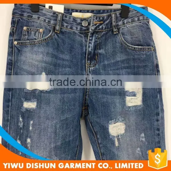 Women Cotton Brand Ripped Pants Jeans photo-3