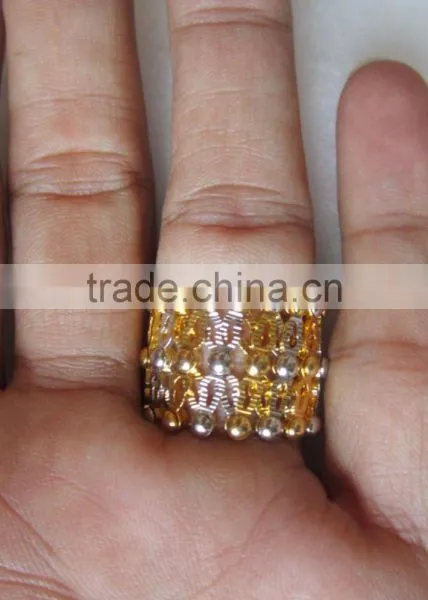 Lattice Design Magic Flexible Ring Convertible BRACELET Gold TWO Tone photo-3