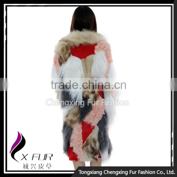 CX-G-A-58 Patchwork Mongolia Tibetan Lamb Fur Winter Fur Coat photo-4