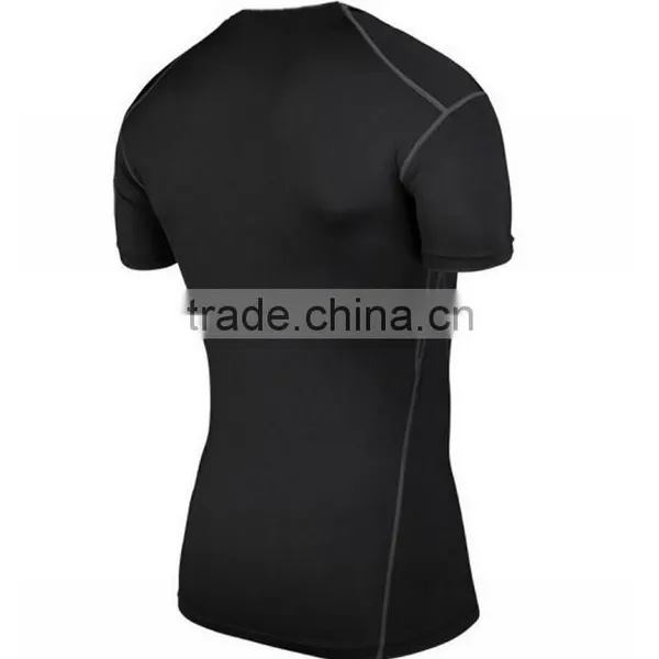 2017 New Fashion Desgin Plain Color 88%Polyester 12%Spandex Breathable Stretch Tank Top T-shirt Sport Men T Shirt photo-3