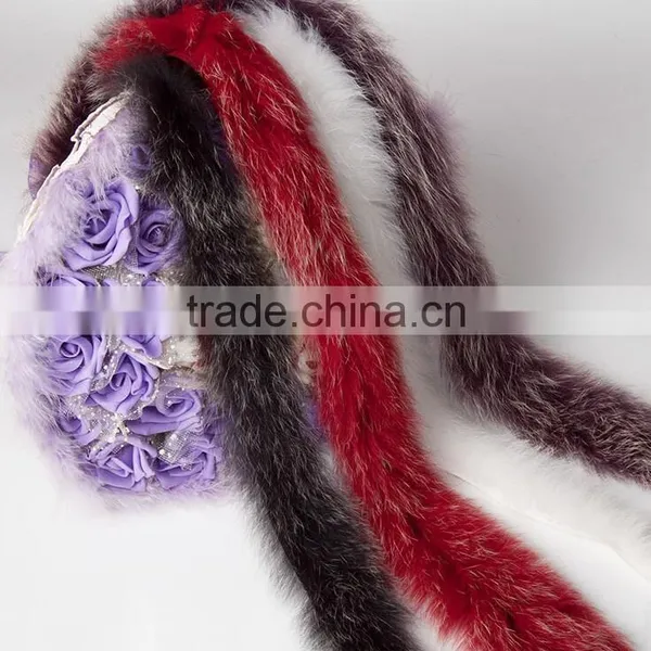 BBG-H-5 High Quality Detachable Real Raccoon Fur Collar / Raccoon Fur Trim for Hood photo-2