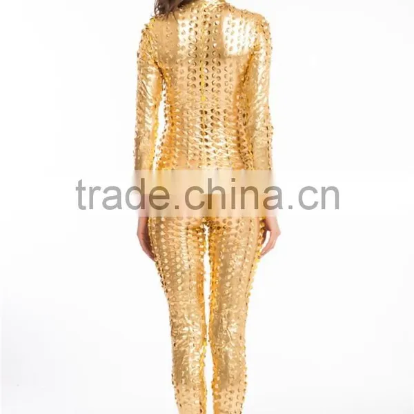 2015 Walson Lady Sexy Yellow Thick Lingerie Latex Rubber Pvc Costume 2 Way Zip photo-4