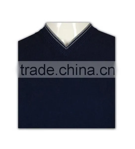 ISO9001/BSCI Manufature V-neck Navy Blue Wholesale Cheap Sweater Vest photo-4