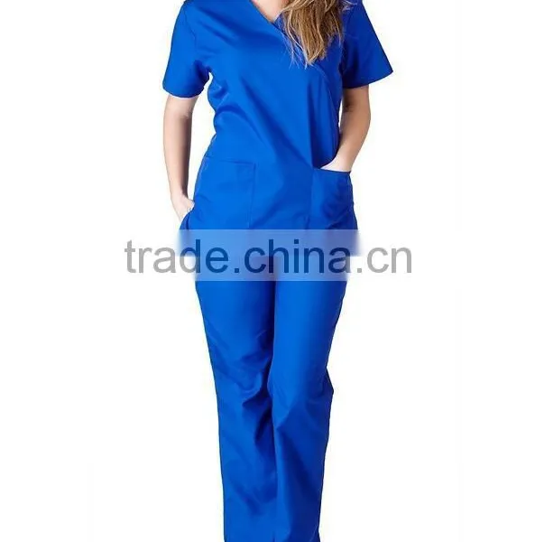 V Neck Two Pockets High Quality Scrub Sets Top & Pants Staff Uniform photo-3