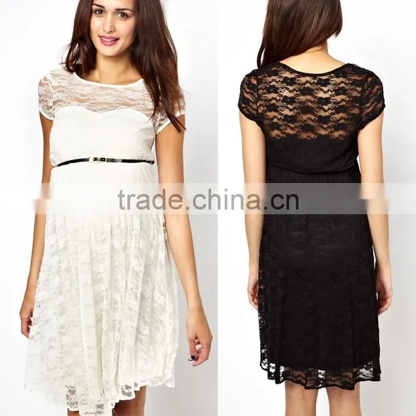 Hot Sale Lace Skater Dress for Pregnant Woman,latest Maternity Clothing Designs Deep v Neck,maternity Clothing Wholesale