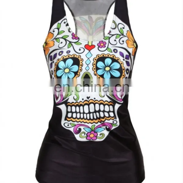 Top Fashion Simple Design Lady Horror Skull Rock T-shirt photo-2
