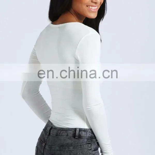 Hot Selling Long Sleeve V Neck Tight Woman Adult Bodysuit photo-3