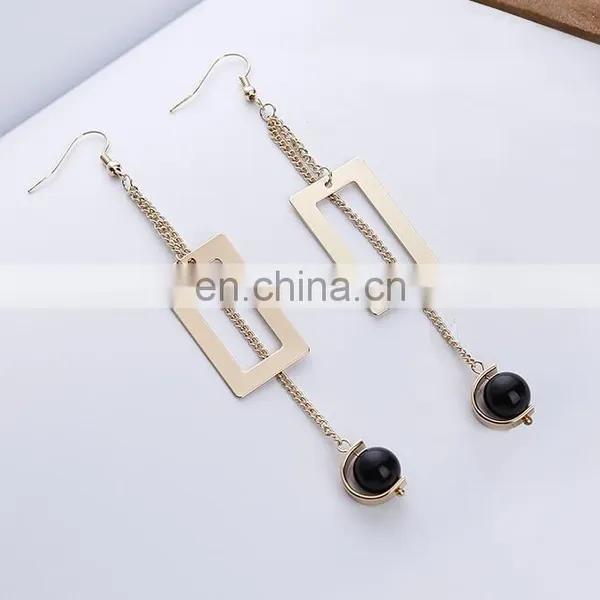 Contracted Han Guoer Nail Female Long Tassel Earrings Hand Geometry Eardrop Asymmetric Earrings Wholesale Pearl Earrings photo-5