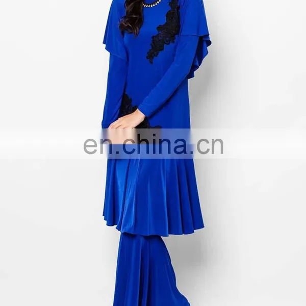 100% Polyester Beaded Light Blue Wholesale Price Muslim Dress photo-3