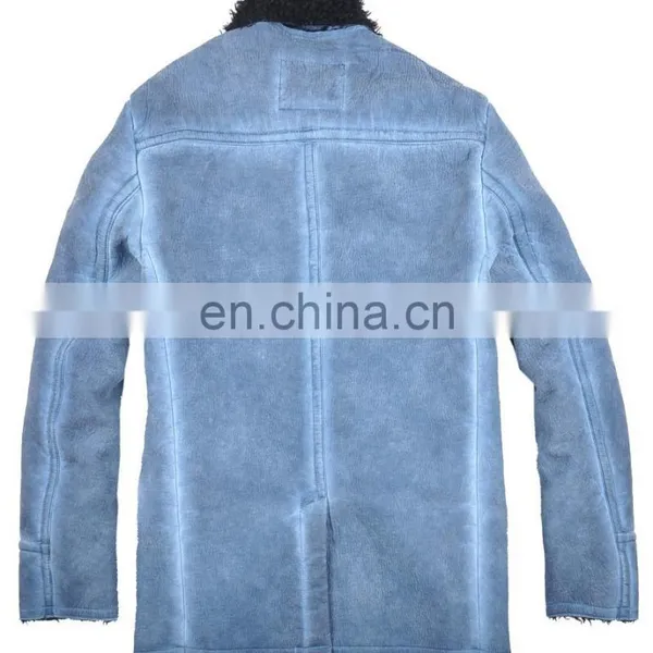 2015 Last Fashion Handsome Lamb Motrocycle Men Long Leather Coat photo-2