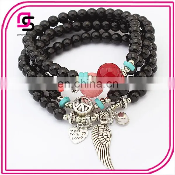 Fashion Jewelry Wings Bracelets Multilayer Classic Glass Beads Bracelet Setting