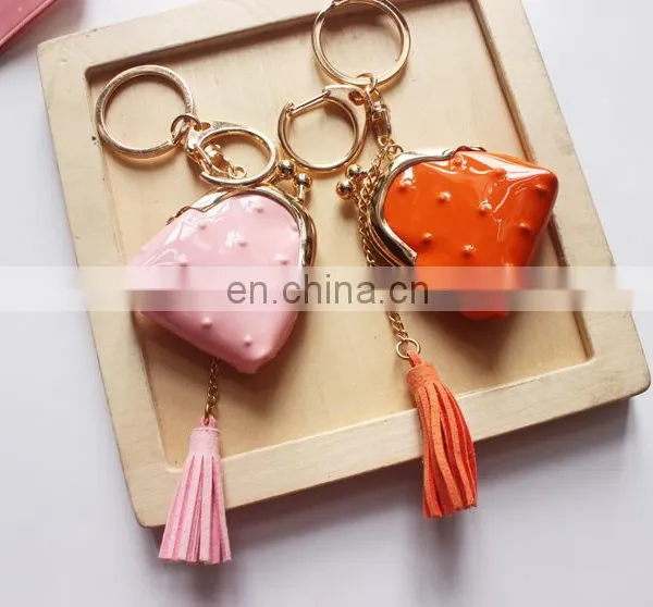 Color PU Creative Leather Small Wallet Keychain Bags Ornaments Tasseldecoration photo-5