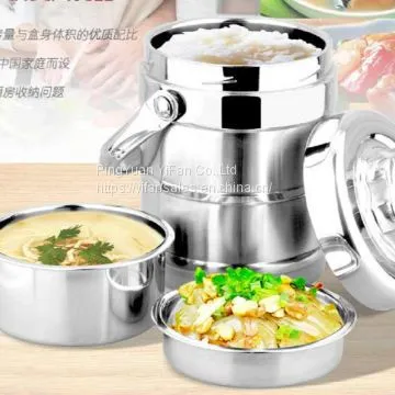 Multiple Tier Food Flask for Hot Food With Handle Stainless Steel Hot Food Jar photo-2