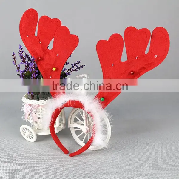 Wholesale Design Christmas Party Small Bell and LED Ornament Antlers Headband photo-3