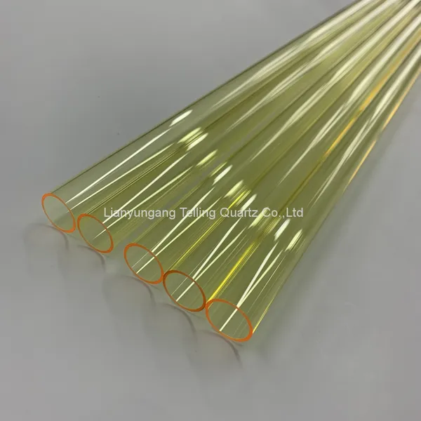 Various Sizes High-temperature Quartz Tubes Yellow Quartz Glass Tube Silica Lazer photo-3