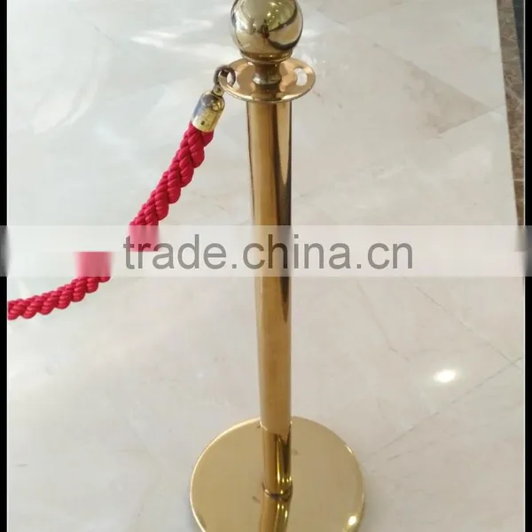 Gold Braided Rope Barrier Pole With Velvet Rope For Crowd Control photo-2