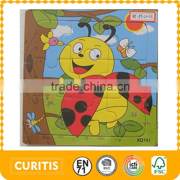 Ladybird Design Mini Plywood Material With Paper Sticker Funny Baby Toys Made in China Jigsaw Puzzle Wholesale Wooden Puzzle Toy Supplier's Choice