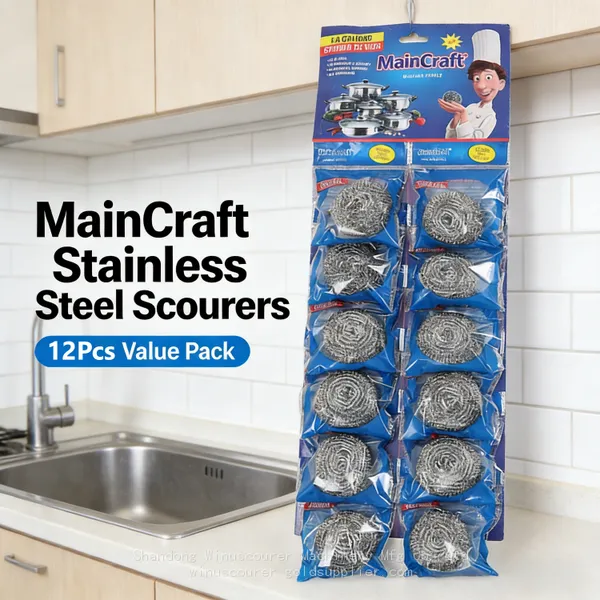 12Pcs Hanging Card Kitchen Cleaaning Tool SS 410 Stainless Steel Wire Scourer photo-5