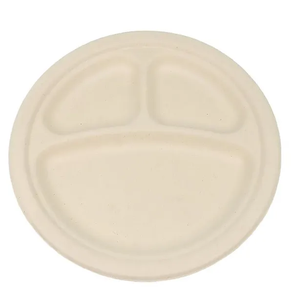 Sugarcane Bagasse Compartment Plate Wholesale, OEM Custom Service, Molded Fiber Divided Plate With After-Sales Support photo-3