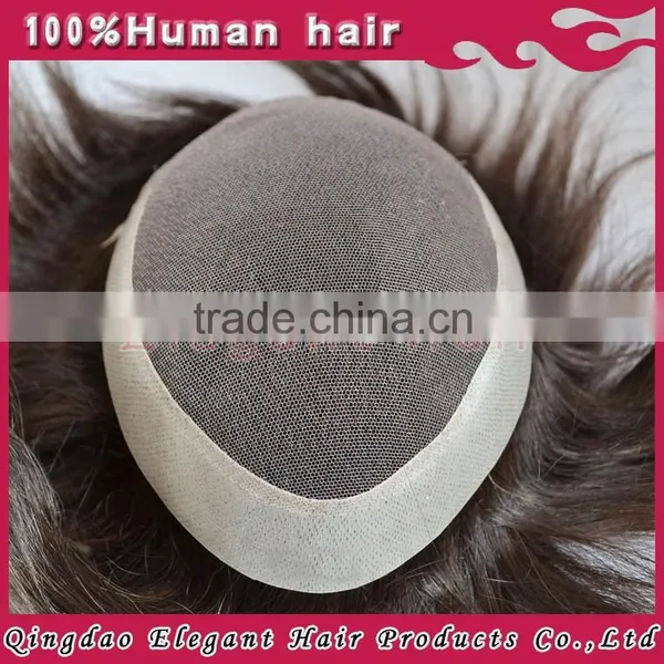 2015 Qingdao Hairpiece Factory Unprocessed Quality Virgin Human Hair Bleached Knots Men Toupee photo-5
