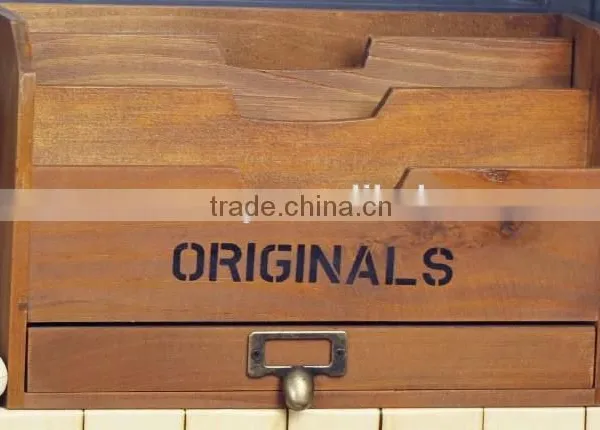Wooden Organizer Box, Carrying Case Document Holder, Wood Compartment Storage Box, Paper Document Holder for Office photo-4