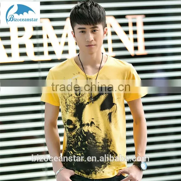 New Men's Short Sleeve T-shirt Men's V-neck Chinese Wind Printing Men's T-shirt photo-2