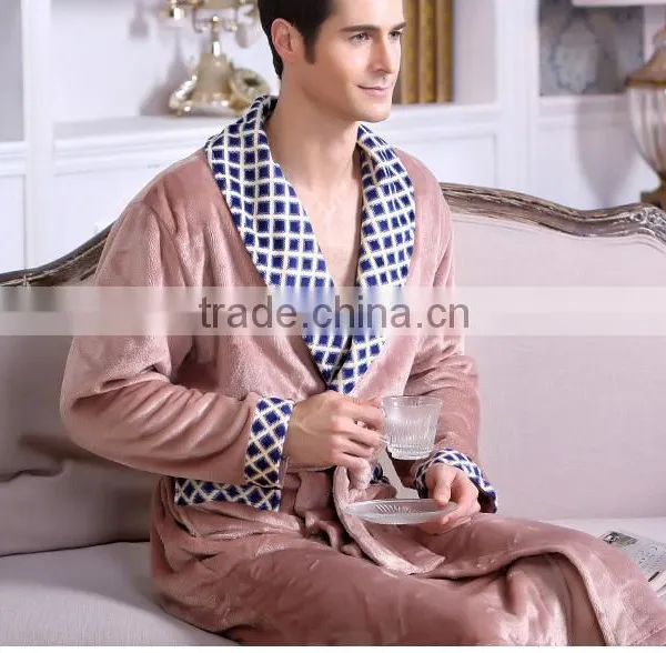 Autumn and Winter Thickening Lovers Print Flannel Robe Male Bathrobe Plus Size Ultra Long Coral Fleece Bathrobe photo-4