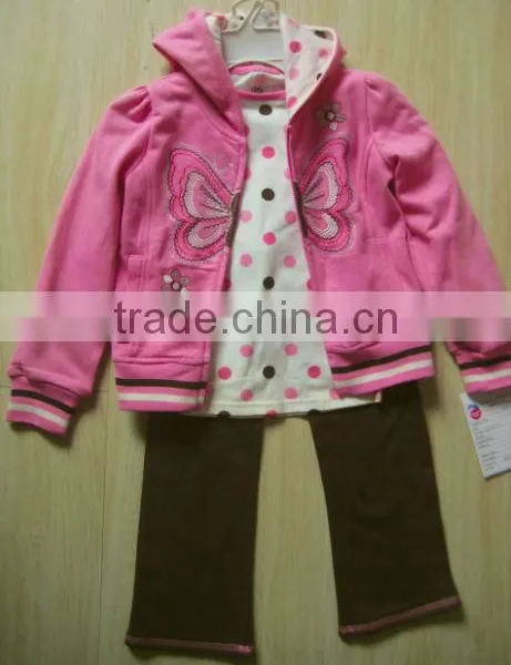Children's Clothing Set Kids Set Clothes Girls 3pc Set Hoodie Inner Top and Pants Sets Baby Wears