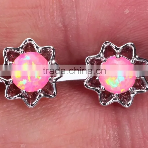 Wholesale Sterling Silver Orange Opal Cheap Chinese Stud Earring photo-3