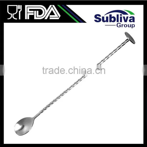 Manufacturer Food Grade 280mm Stainless Steel 304 Metal Disc Tail Bar Spoon photo-2